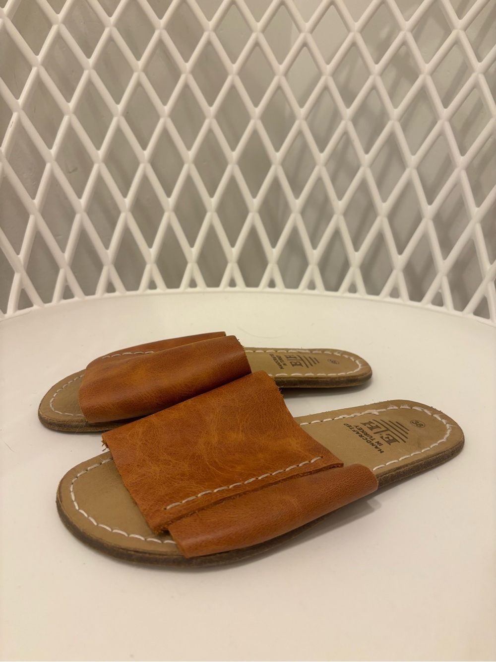 Women's Earthling Harmony Tan Leather Slide Sandals - Casual Slip-On